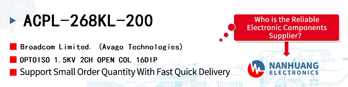 ACPL-268KL-200 AVAGO OPTOISO 1.5KV 2CH OPEN COL 16DIP