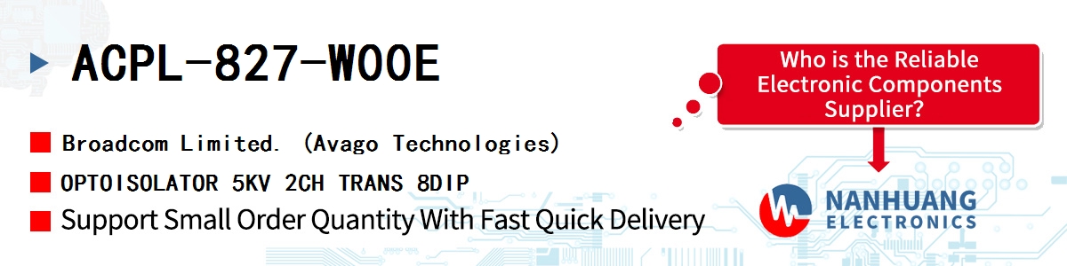 ACPL-827-W00E AVAGO OPTOISOLATOR 5KV 2CH TRANS 8DIP