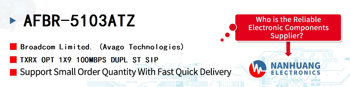 AFBR-5103ATZ AVAGO TXRX OPT 1X9 100MBPS DUPL ST SIP