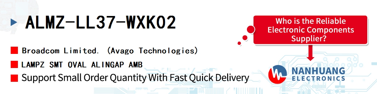 ALMZ-LL37-WXK02 AVAGO LAMPZ SMT OVAL ALINGAP AMB