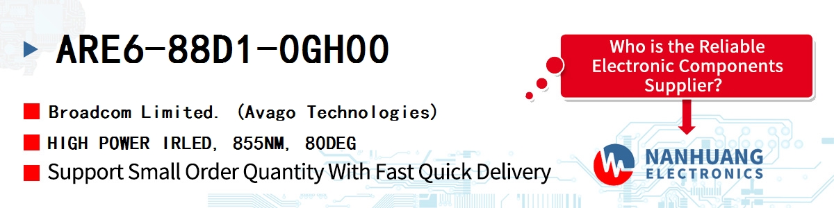 ARE6-88D1-0GH00 AVAGO HIGH POWER IRLED, 855NM, 80DEG
