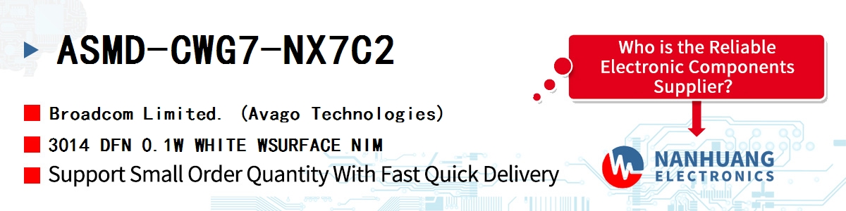 ASMD-CWG7-NX7C2 AVAGO 3014 DFN 0.1W WHITE WSURFACE NIM