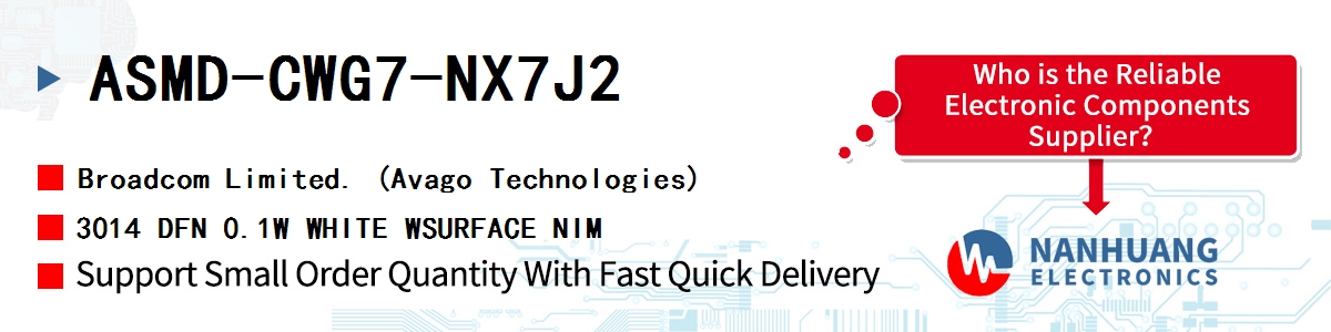 ASMD-CWG7-NX7J2 AVAGO 3014 DFN 0.1W WHITE WSURFACE NIM