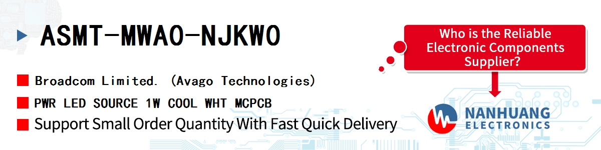 ASMT-MWA0-NJKW0 AVAGO PWR LED SOURCE 1W COOL WHT MCPCB