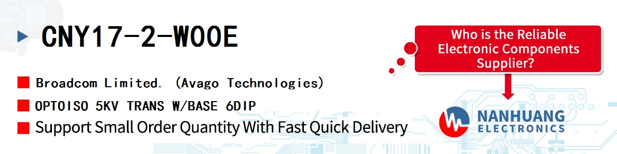 CNY17-2-W00E AVAGO OPTOISO 5KV TRANS W/BASE 6DIP
