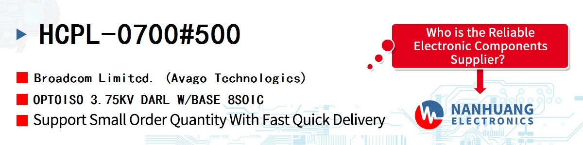 HCPL-0700#500 AVAGO OPTOISO 3.75KV DARL W/BASE 8SOIC