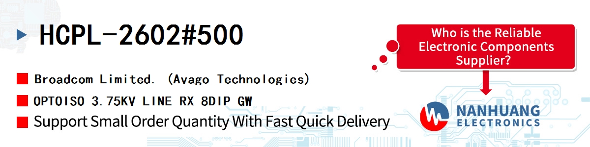 HCPL-2602#500 AVAGO OPTOISO 3.75KV LINE RX 8DIP GW