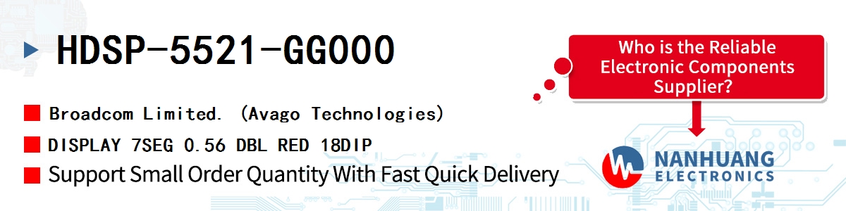HDSP-5521-GG000 AVAGO DISPLAY 7SEG 0.56 DBL RED 18DIP
