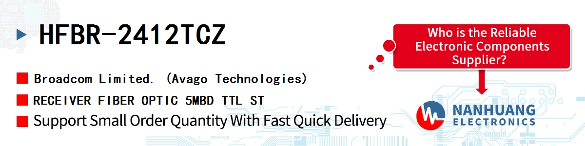 HFBR-2412TCZ AVAGO RECEIVER FIBER OPTIC 5MBD TTL ST
