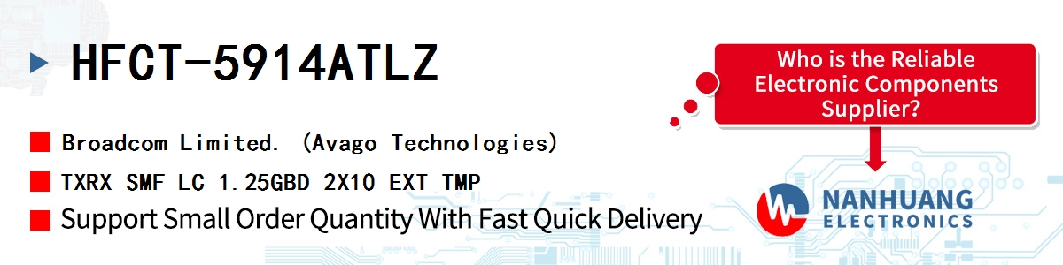 HFCT-5914ATLZ AVAGO TXRX SMF LC 1.25GBD 2X10 EXT TMP